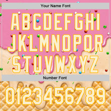 Load image into Gallery viewer, Custom Light Pink White-Gold Ice Cream Waffle Foodie Dessert Authentic Baseball Jersey

