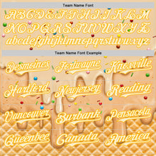 Laden Sie das Bild in den Galerie-Viewer, Custom Cream White-Gold Ice Cream Waffle Foodie Dessert Authentic Baseball Jersey

