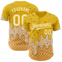 Laden Sie das Bild in den Galerie-Viewer, Custom Yellow White-Gold Ice Cream Waffle Foodie Dessert Authentic Baseball Jersey
