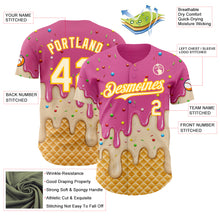 Load image into Gallery viewer, Custom Pink White-Gold Ice Cream Waffle Foodie Dessert Authentic Baseball Jersey
