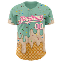 Laden Sie das Bild in den Galerie-Viewer, Custom Ice Blue Cream-Pink Ice Cream Waffle Foodie Dessert Authentic Baseball Jersey
