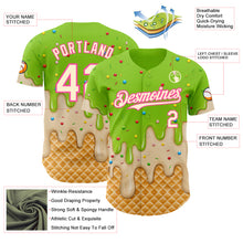 Load image into Gallery viewer, Custom Neon Green Cream-Pink Ice Cream Waffle Foodie Dessert Authentic Baseball Jersey
