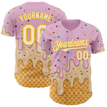 Laden Sie das Bild in den Galerie-Viewer, Custom Light Pink Cream-Gold Ice Cream Waffle Foodie Dessert Authentic Baseball Jersey
