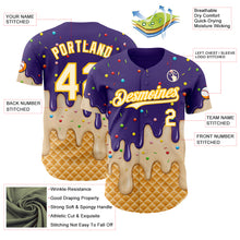 Laden Sie das Bild in den Galerie-Viewer, Custom Purple Cream-Gold Ice Cream Waffle Foodie Dessert Authentic Baseball Jersey
