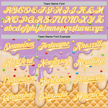 Laden Sie das Bild in den Galerie-Viewer, Custom Light Purple Cream-Gold Ice Cream Waffle Foodie Dessert Authentic Baseball Jersey
