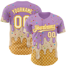 Laden Sie das Bild in den Galerie-Viewer, Custom Light Purple Cream-Gold Ice Cream Waffle Foodie Dessert Authentic Baseball Jersey
