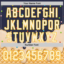Загрузить изображение в средство просмотра галереи, Custom Navy Cream-Gold Ice Cream Waffle Foodie Dessert Authentic Baseball Jersey
