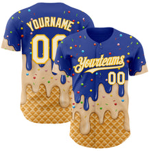 Laden Sie das Bild in den Galerie-Viewer, Custom Royal Cream-Gold Ice Cream Waffle Foodie Dessert Authentic Baseball Jersey

