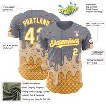 Загрузить изображение в средство просмотра галереи, Custom Gray Cream-Gold Ice Cream Waffle Foodie Dessert Authentic Baseball Jersey
