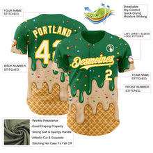 Laden Sie das Bild in den Galerie-Viewer, Custom Kelly Green Cream-Gold Ice Cream Waffle Foodie Dessert Authentic Baseball Jersey
