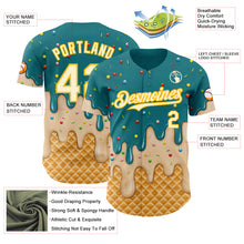 Загрузить изображение в средство просмотра галереи, Custom Teal Cream-Gold Ice Cream Waffle Foodie Dessert Authentic Baseball Jersey
