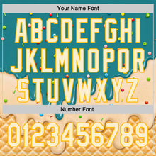 Загрузить изображение в средство просмотра галереи, Custom Teal Cream-Gold Ice Cream Waffle Foodie Dessert Authentic Baseball Jersey
