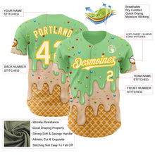Laden Sie das Bild in den Galerie-Viewer, Custom Pea Green Cream-Gold Ice Cream Waffle Foodie Dessert Authentic Baseball Jersey
