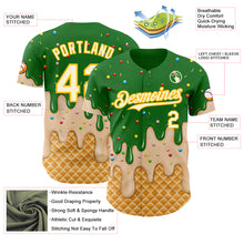 Laden Sie das Bild in den Galerie-Viewer, Custom Grass Green Cream-Gold Ice Cream Waffle Foodie Dessert Authentic Baseball Jersey
