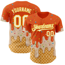 Загрузить изображение в средство просмотра галереи, Custom Orange Cream-Gold Ice Cream Waffle Foodie Dessert Authentic Baseball Jersey
