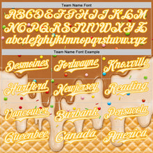 Load image into Gallery viewer, Custom Chocolate Brown Cream-Gold Ice Cream Waffle Foodie Dessert Authentic Baseball Jersey

