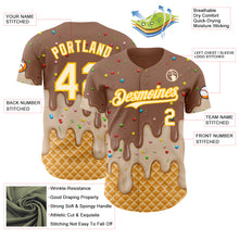 Laden Sie das Bild in den Galerie-Viewer, Custom Caramel Brown Cream-Gold Ice Cream Waffle Foodie Dessert Authentic Baseball Jersey
