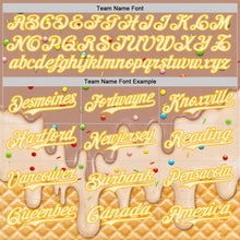 Laden Sie das Bild in den Galerie-Viewer, Custom Caramel Brown Cream-Gold Ice Cream Waffle Foodie Dessert Authentic Baseball Jersey
