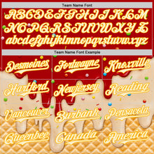 Загрузить изображение в средство просмотра галереи, Custom Red Cream-Gold Ice Cream Waffle Foodie Dessert Authentic Baseball Jersey
