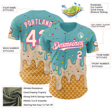 Laden Sie das Bild in den Galerie-Viewer, Custom Mint Aqua Cream-Pink Ice Cream Waffle Foodie Dessert Authentic Baseball Jersey
