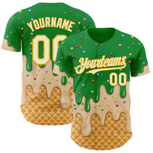 Laden Sie das Bild in den Galerie-Viewer, Custom Light Kelly Green Cream-Gold Ice Cream Waffle Foodie Dessert Authentic Baseball Jersey
