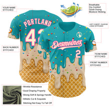 Загрузить изображение в средство просмотра галереи, Custom Aqua Cream-Pink Ice Cream Waffle Foodie Dessert Authentic Baseball Jersey
