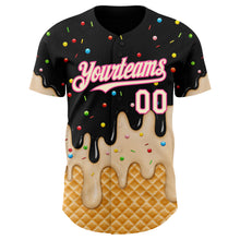 Laden Sie das Bild in den Galerie-Viewer, Custom Black Cream-Pink Ice Cream Waffle Foodie Dessert Authentic Baseball Jersey
