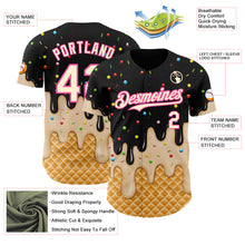 Laden Sie das Bild in den Galerie-Viewer, Custom Black Cream-Pink Ice Cream Waffle Foodie Dessert Authentic Baseball Jersey
