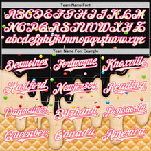 Laden Sie das Bild in den Galerie-Viewer, Custom Black Cream-Pink Ice Cream Waffle Foodie Dessert Authentic Baseball Jersey
