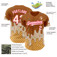 Загрузить изображение в средство просмотра галереи, Custom Chocolate Brown Cream-Pink Ice Cream Waffle Foodie Dessert Authentic Baseball Jersey
