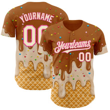 Загрузить изображение в средство просмотра галереи, Custom Chocolate Brown Cream-Pink Ice Cream Waffle Foodie Dessert Authentic Baseball Jersey
