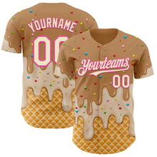 Laden Sie das Bild in den Galerie-Viewer, Custom Tan Cream-Pink Ice Cream Waffle Foodie Dessert Authentic Baseball Jersey
