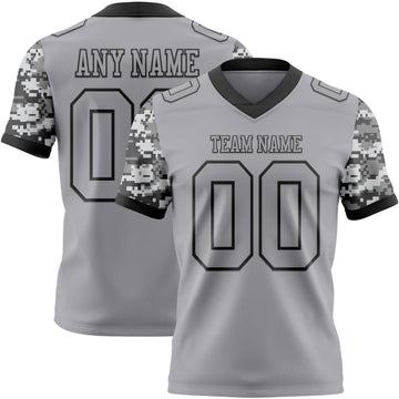 Custom Gray-Black Authentic Camo Two Tone Salute To Service 7V7 Flag Football Jersey