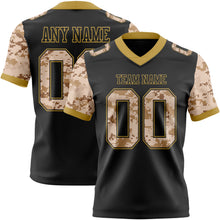 Загрузить изображение в средство просмотра галереи, Custom Black-Old Gold Authentic Camo Two Tone Salute To Service 7V7 Flag Football Jersey
