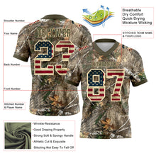 Laden Sie das Bild in den Galerie-Viewer, Custom Camo Vintage USA Flag Cream-Olive Authentic Woodland Camouflage Salute To Service 7V7 Flag Football Jersey
