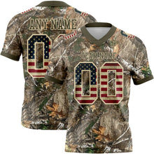 Laden Sie das Bild in den Galerie-Viewer, Custom Camo Vintage USA Flag Cream-Olive Authentic Woodland Camouflage Salute To Service 7V7 Flag Football Jersey
