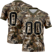 Laden Sie das Bild in den Galerie-Viewer, Custom Camo Black Cream-Olive Authentic Woodland Camouflage Salute To Service 7V7 Flag Football Jersey
