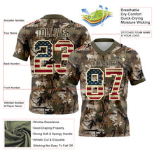 Laden Sie das Bild in den Galerie-Viewer, Custom Camo Vintage USA Flag Cream Black-Olive Authentic Woodland Camouflage Salute To Service 7V7 Flag Football Jersey
