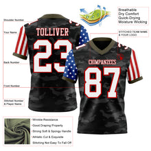 Laden Sie das Bild in den Galerie-Viewer, Custom Camo White Red-Olive Authentic American Flag Stars And Stripes Two Tone Salute To Service 7V7 Flag Football Jersey
