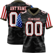 Laden Sie das Bild in den Galerie-Viewer, Custom Camo White Red-Olive Authentic American Flag Stars And Stripes Two Tone Salute To Service 7V7 Flag Football Jersey

