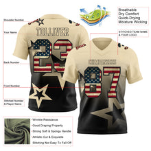 Laden Sie das Bild in den Galerie-Viewer, Custom Cream Vintage USA Flag-Black Authentic Star Gradient 7V7 Flag Football Jersey
