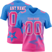 Загрузить изображение в средство просмотра галереи, Custom Powder Blue Pink-White Authentic Star Gradient 7V7 Flag Football Jersey
