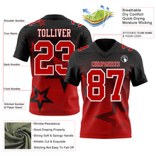 Laden Sie das Bild in den Galerie-Viewer, Custom Black Red-White Authentic Star Gradient 7V7 Flag Football Jersey
