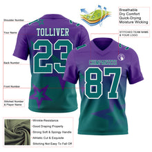 Charger l'image dans la galerie, Custom Purple Teal-White Authentic Star Gradient 7V7 Flag Football Jersey

