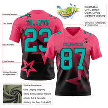 Laden Sie das Bild in den Galerie-Viewer, Custom Neon Pink Aqua-Black Authentic Star Gradient 7V7 Flag Football Jersey
