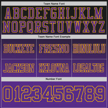 Загрузить изображение в средство просмотра галереи, Custom Black Purple-Gold Authentic Star Gradient 7V7 Flag Football Jersey
