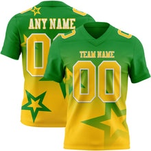 Laden Sie das Bild in den Galerie-Viewer, Custom Grass Green Yellow-White Authentic Star Gradient 7V7 Flag Football Jersey
