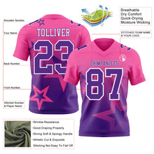 Laden Sie das Bild in den Galerie-Viewer, Custom Pink Purple-White Authentic Star Gradient 7V7 Flag Football Jersey
