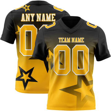 Custom Black Gold-White Authentic Star Gradient 7V7 Flag Football Jersey