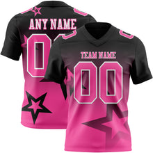 Laden Sie das Bild in den Galerie-Viewer, Custom Black Pink-White Authentic Star Gradient 7V7 Flag Football Jersey
